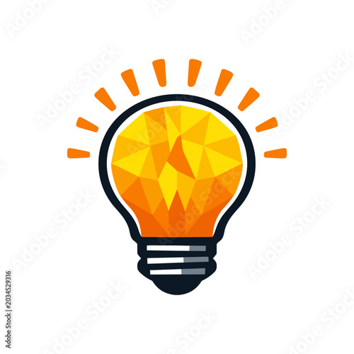 Creative light bulb logo vector illustration, abstract polygon idea symbol, innovation concept icon, modern technology branding design isolated
