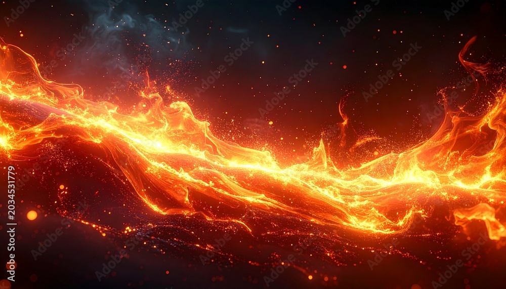Fototapeta premium Abstract Fiery Energy Background with Sparks and Flames
