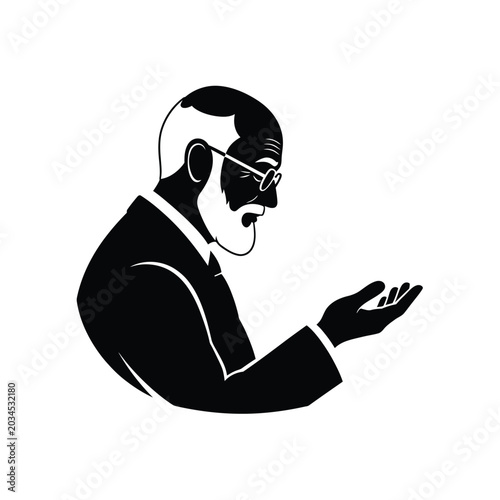 Bild auf Leinwand Man in suit with glasses gesturing.