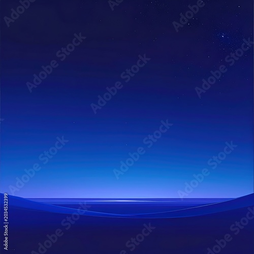 Deep Blue Abstract Horizon Glowing Under Starry Night Sky
