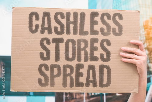 Photos "Cashless Stores Spread" Coins vanish from counters slowly