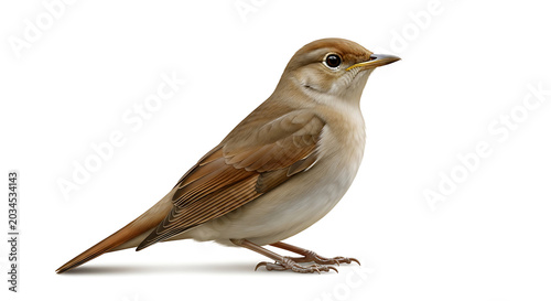 Small brown bird perched on ground