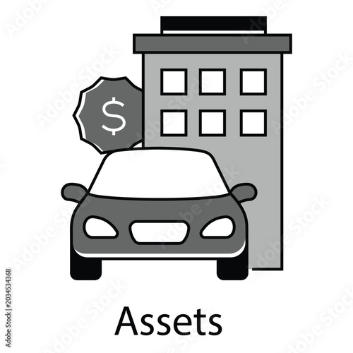 Corporate finance symbol for asset valuation and professional wealth management