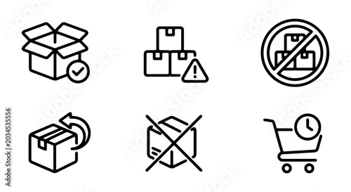 Foto Set of logistics and delivery line icons, including package, shipping, return, a
