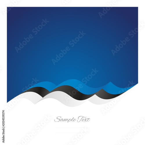 Abstract Estonian wavy flag ribbon banner. Estonia modern flag ribbon vector illustration on blue white background