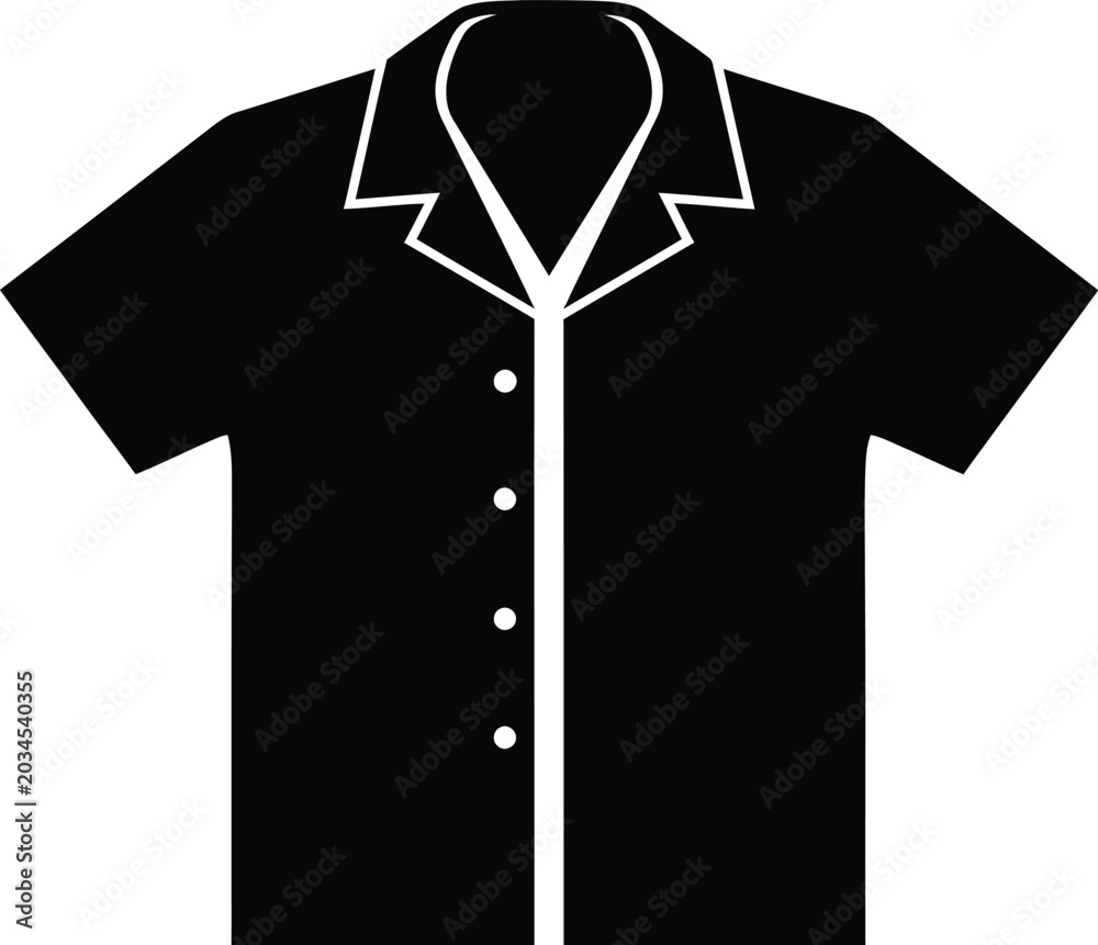 Naklejka premium Black short sleeve button down shirt icon