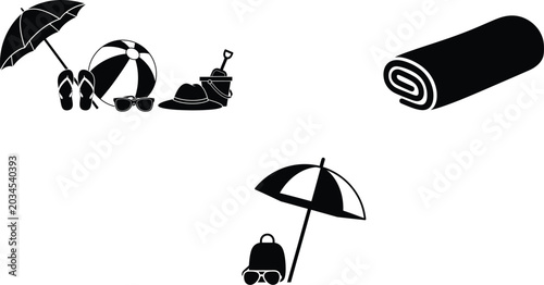 Beach vacation icon set