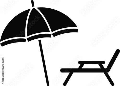 Beach chair and umbrella icon