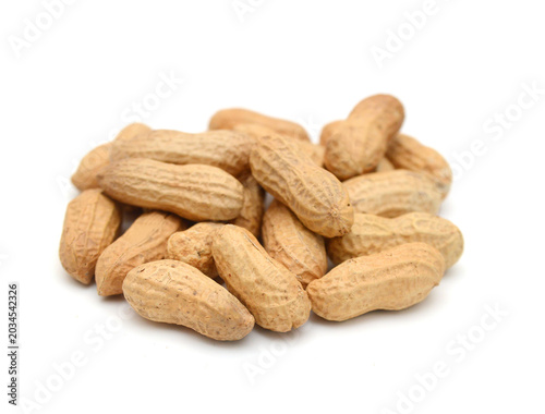 Bild auf Leinwand Stack Peanuts on white background
