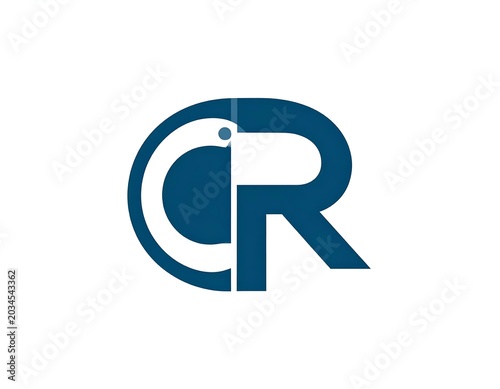 Blue Cr Letter Monogram Logo Displayed on Light Gray Background