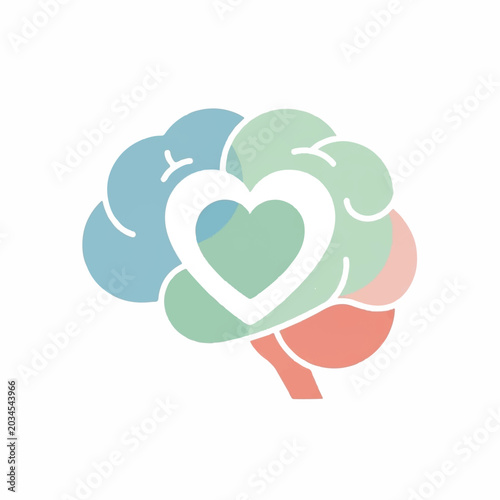 A colorful brain with a heart inside is illustrated in a graphic.