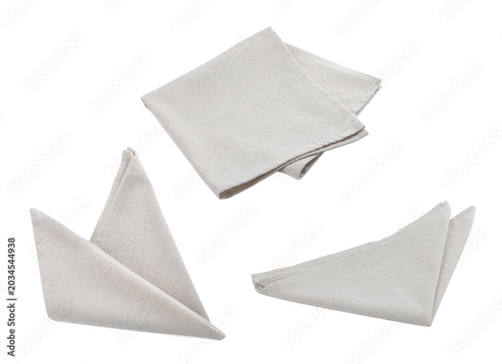 Naklejka premium Set of fabric napkins on transparent background, png