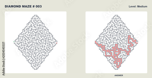 Quadro su tela Medium Level Diamond Labyrinth Game Grid #003 Brain Teaser