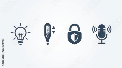 Smart home control icons design on white background