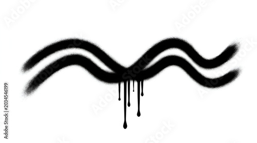 Black spray paint graffiti wave symbol with drips