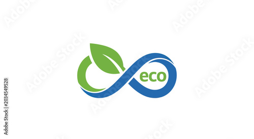 Foto Eco Infinity Symbol with Green Leaf, Sustainable Cycle Concept