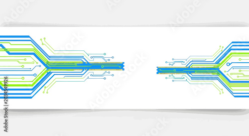 Abstract Technology Circuit Board Lines - Blue and Green Digital Network