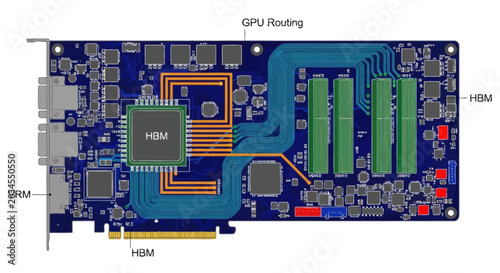 Tableau sur toile High-Performance GPU Computer Component with HBM and VRM Connections