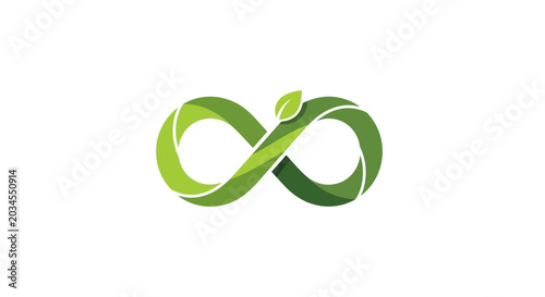 Canvastavla Green infinity symbol with leaf, representing sustainability, growth, and endles