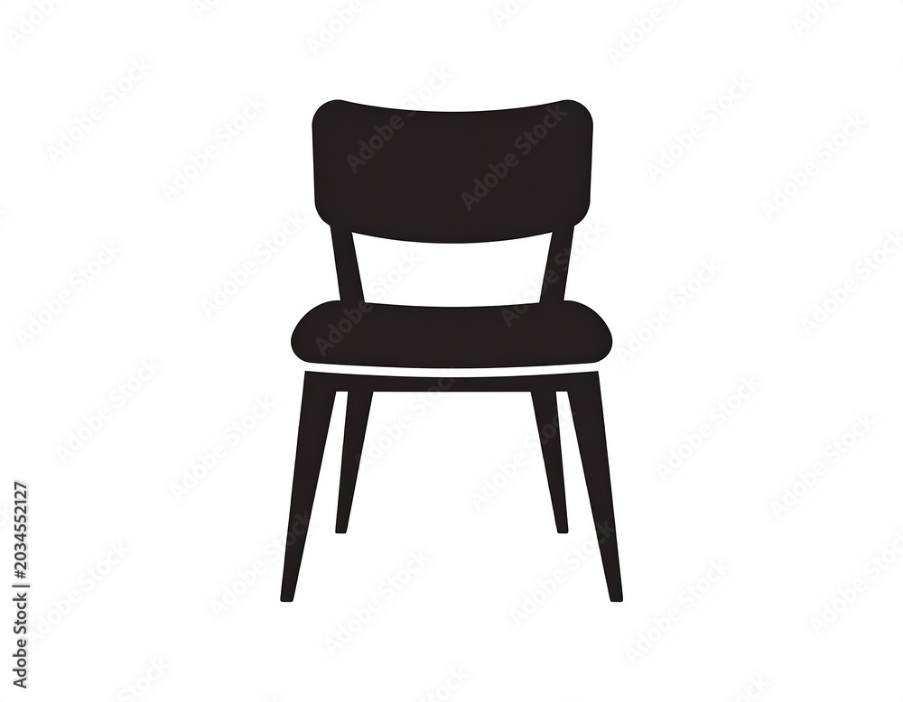 Fototapeta premium Minimalist Black Wooden Chair Isolated on White Background