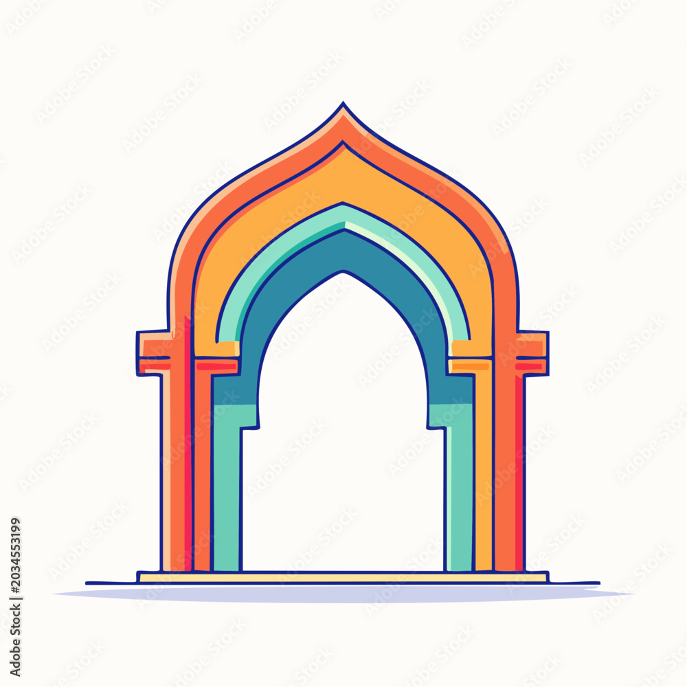 Fototapeta premium Stylized Islamic Archway Illustration
