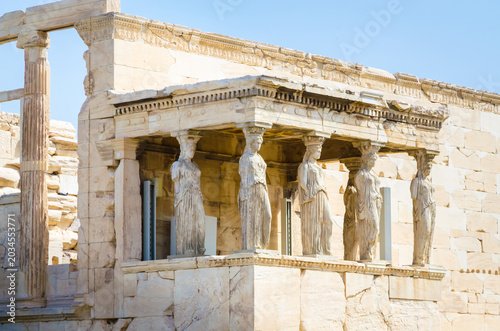 Panoramic view of Erechtheions in Acropolis, Athens, capital of Greece.