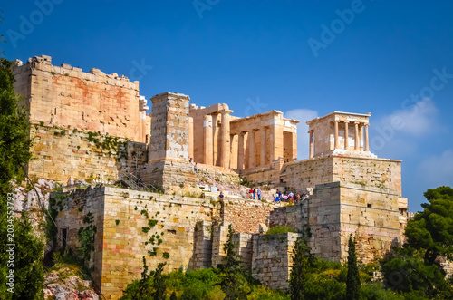 Panoramic view of Acropolis Hill in Athens, capital of Greece.