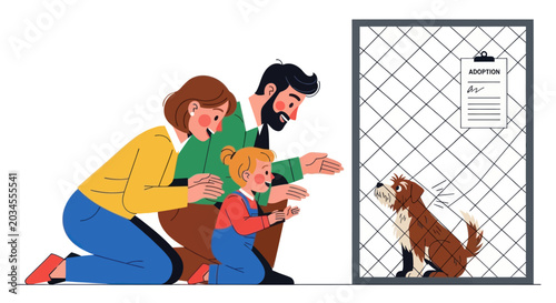 Canvastavla Family Adopting Dog From Animal Shelter, Happy Pet Adoption