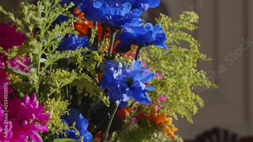 Elegant Bouquet of Dark Blue Flowers and Greenery