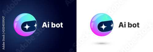 Bild auf Leinwand Cute 3D chatbot mascot icon set