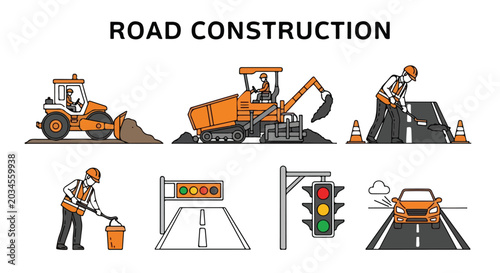 Tableau sur toile Road Construction Process