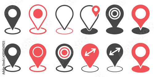 Quadro su tela Collection of Location Pin Icons: A set of stylized map marker icons in various designs and colors