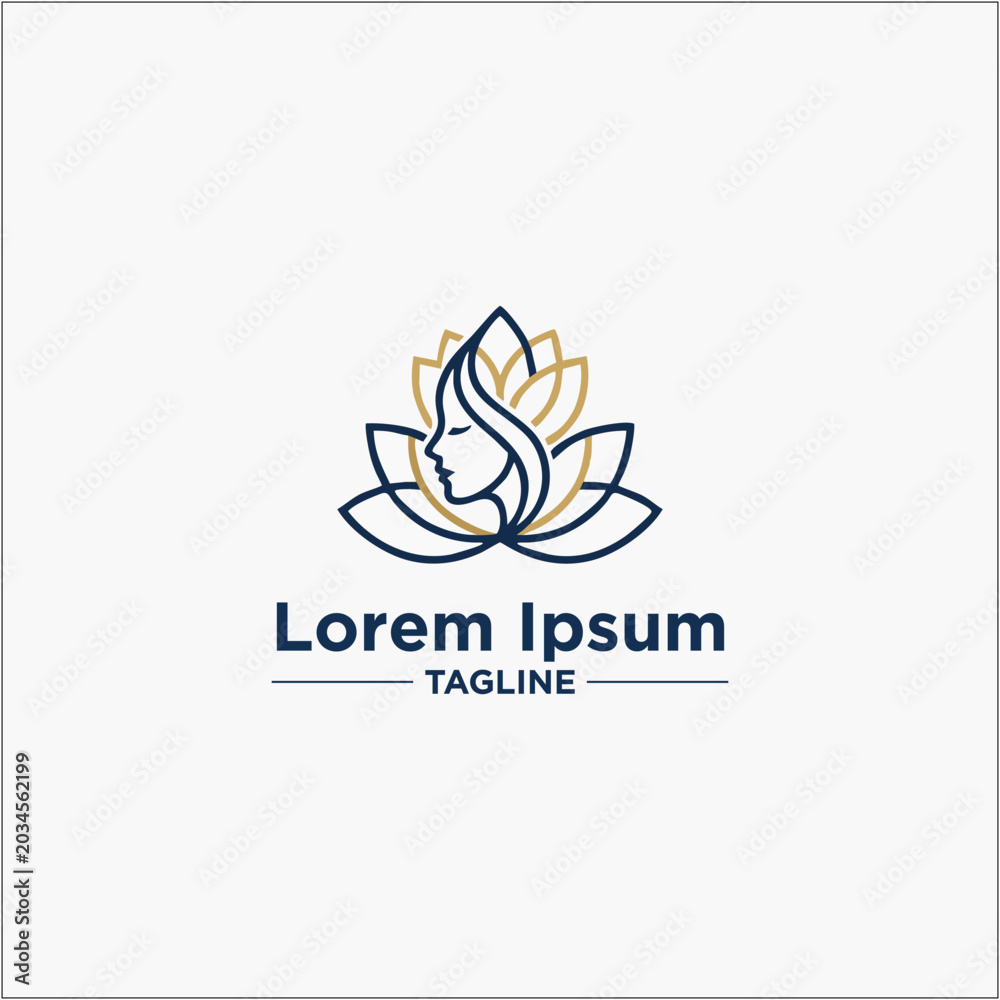 Fototapeta premium Elegant Lotus Logo Design Featuring a Woman's Silhouette in Minimalist Style