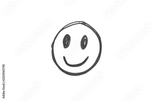 Hand-drawn black smiley face doodle icon isolated on png background. Minimalist sketch of a happy smile face emoji, doodle style