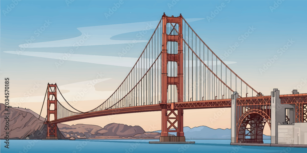 Fototapeta premium Golden Gate Bridge Vector Illustration Poster