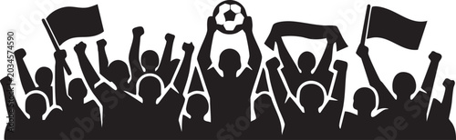 Φωτογραφία Crowd protester silhouettes with raised arms and flags waving in demonstration f