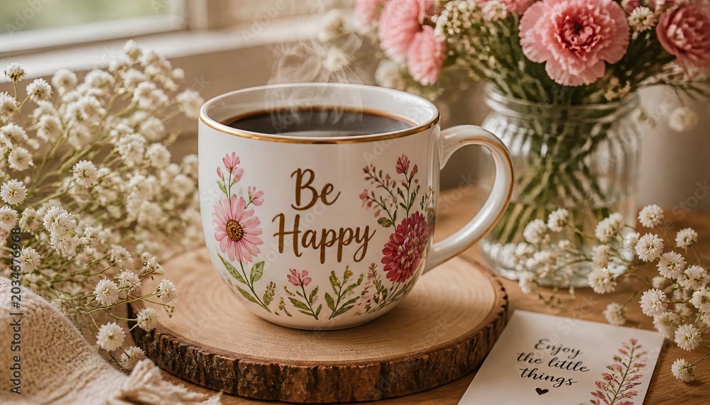 Fototapeta premium A cozy white ceramic mug with 