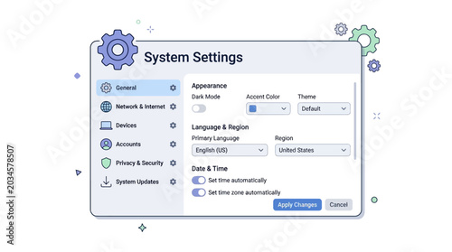 A screenshot shows a computer screen displaying system settings menu options.