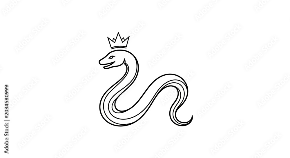 Fototapeta premium Serpentine Creature with Crown Illustration
