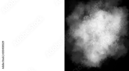 Photos Atmospheric white smoke cloud on black background, ethereal steam texture, reali