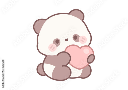 baby panda love,panda white heart