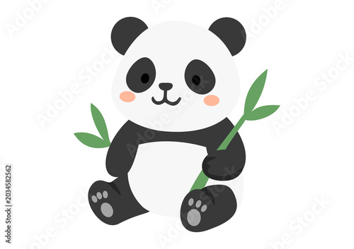 funny panda with bamboo