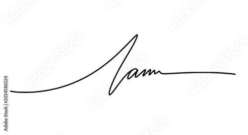 Bild auf Leinwand Elegant handwritten signature, abstract calligraphy, black ink on white backgrou