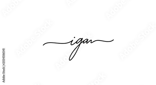 Bild auf Leinwand Elegant Handwritten Signature igan on White Background, Script Font, Minimalis