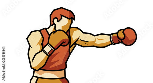 Konstfotografi Boxer Male Athlete Throwing a Powerful Punch in Intense Training