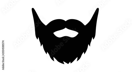 Fotografi A stylized black silhouette of a full beard and mustache is presented against a clean white background, representing grooming or style