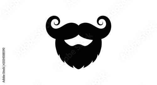 Canvas Print A stylized black silhouette of a handlebar mustache and beard combination is presented against a plain white background, signifying masculinity and grooming