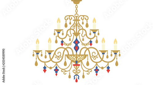Foto Elegant vintage style chandelier hanging lamp vector illustration