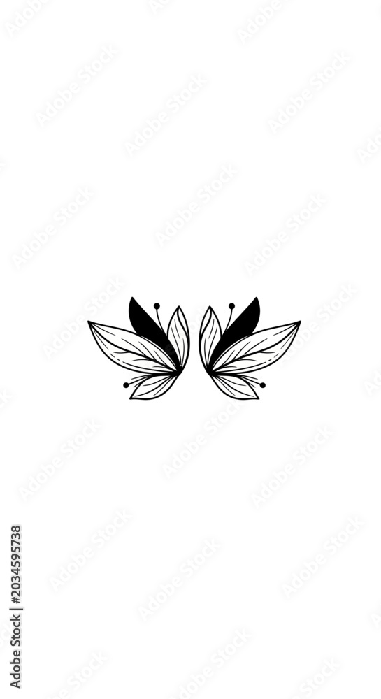 Fototapeta premium Butterfly Wings Black and White Illustration.