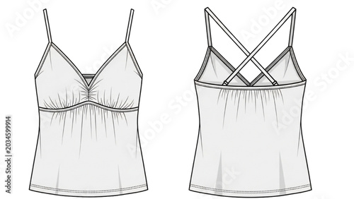 Foto Lingerie illustration shows camisole front and back views with straps